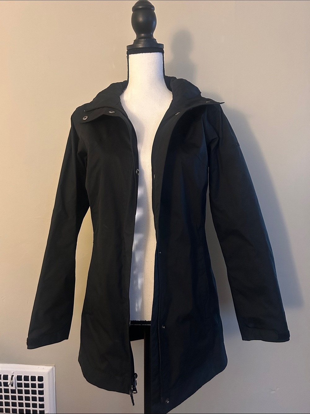 Columbia Black Hooded Trench Coat